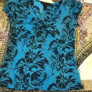 INC Blue Print Knot Neck Top